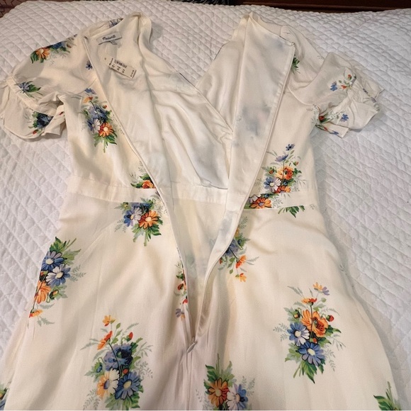 New with tags Madewell Cream Floral Long Sleeve Dress women's size 8 - Picture 10 of 16